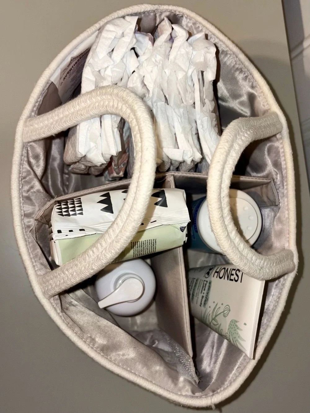 Comfy Cubs Sage Green Rope Diaper Caddy Organizer Nursery Storage Basket